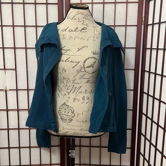 ATHLETA TEAL ASYMMETRICAL FILL ZIP SWEATSHIRT SIZE M - Picture 3 of 7